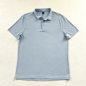 Lululemon Men Heathered Light Blue Evolution Polo Short Sleeve Golf Shirt XL